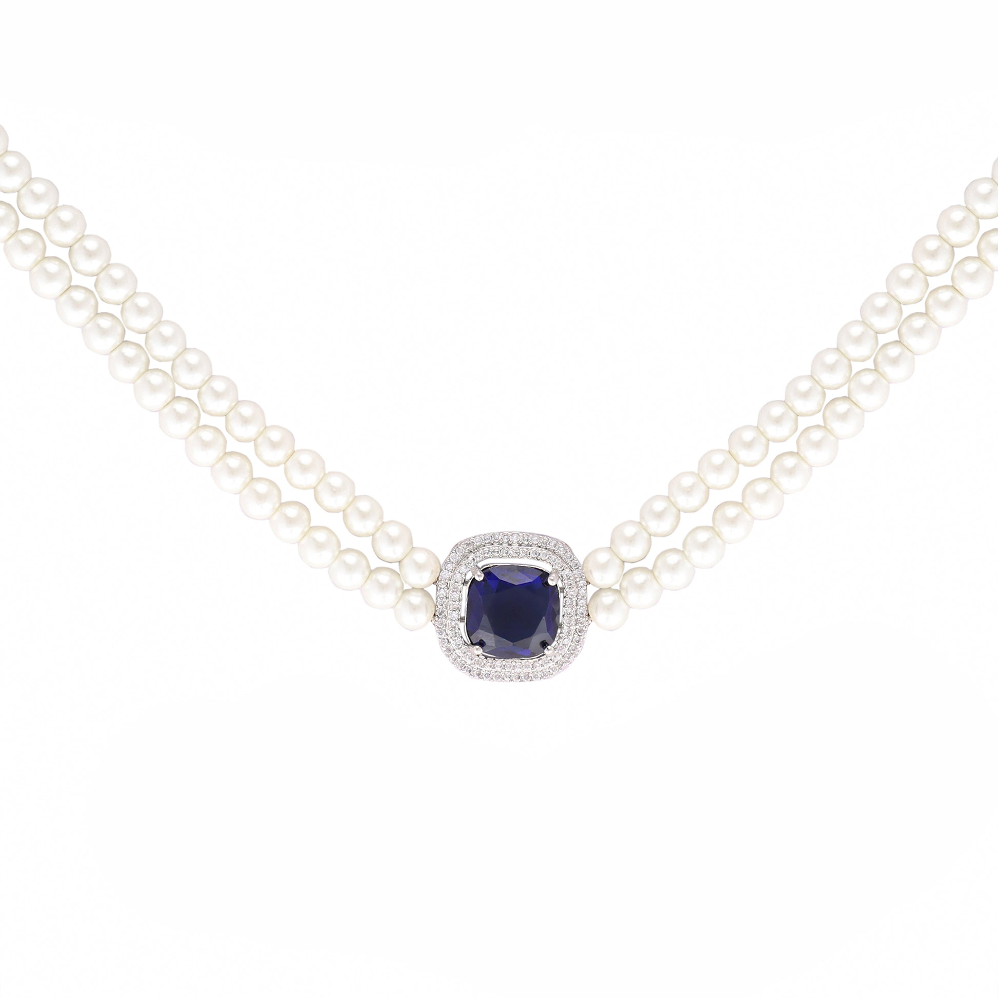 Blue Emerald Elegance Pearl Choker