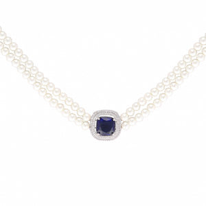 Blue Emerald Elegance Pearl Choker