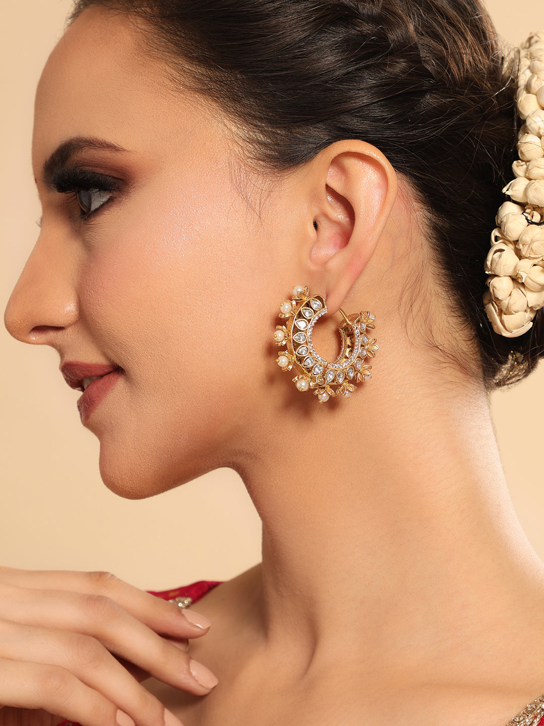 Kanika Floral Pearl Hoop Earrings