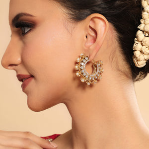 Kanika Floral Pearl Hoop Earrings
