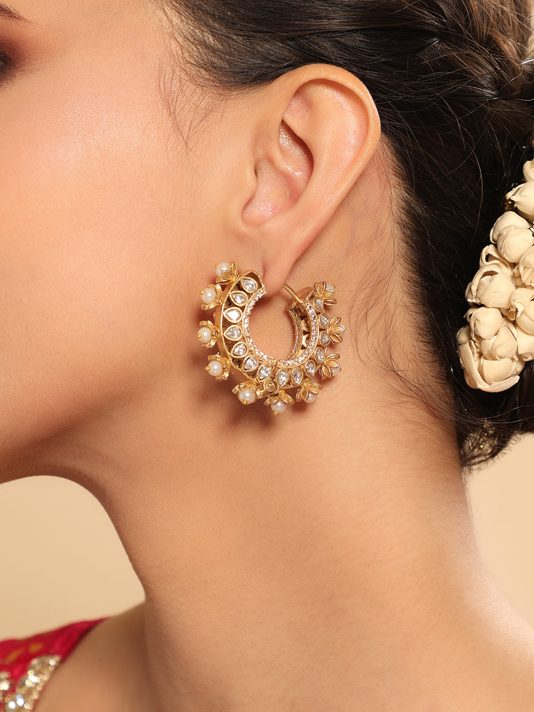 Kanika Floral Pearl Hoop Earrings