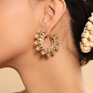 Kanika Floral Pearl Hoop Earrings